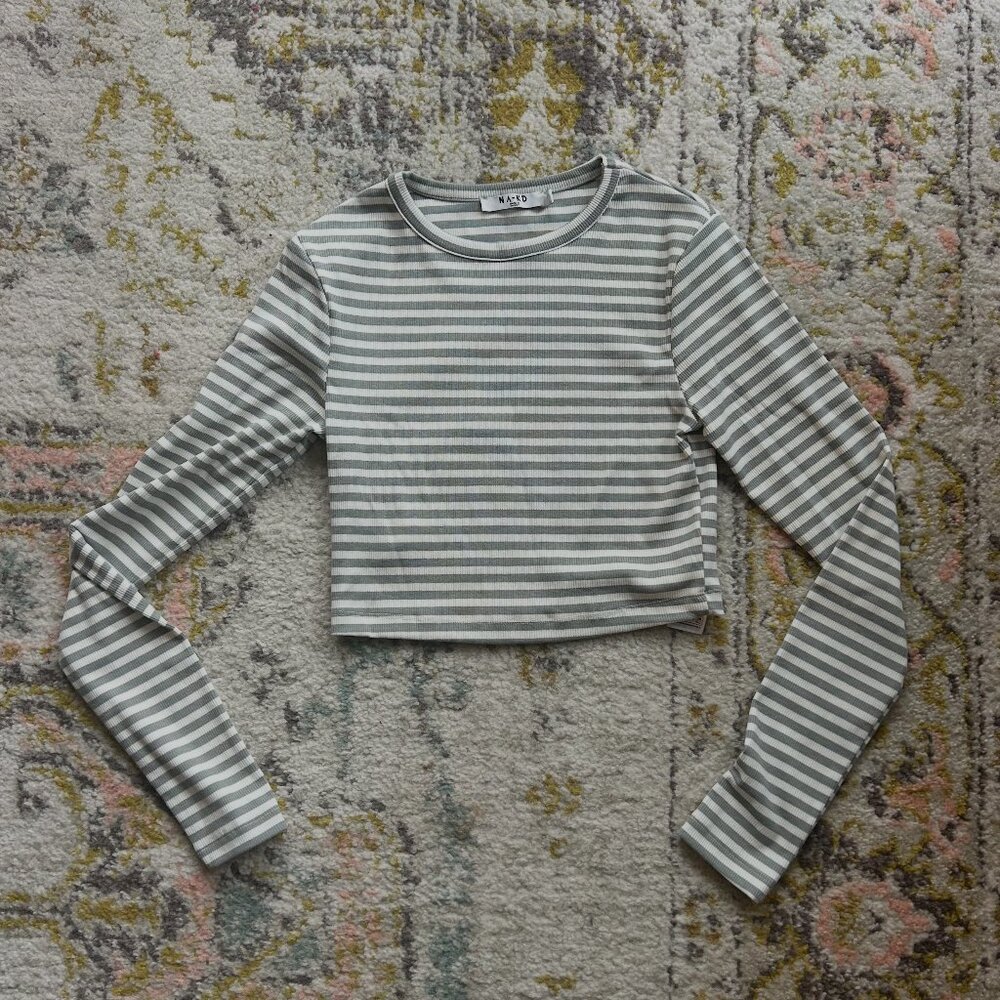 Cropped Long Sleeved Striped Top